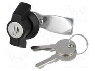 Lock; zinc and aluminium alloy; 18mm; black finish; Kit: key x2 