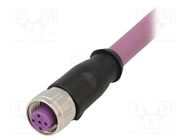 Connector: M12; plug; PIN: 4; female; B code-Profibus; 5m; straight HARTING