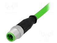 Connector: M12; plug; PIN: 4; male; D code-Ethernet; 10m; straight HARTING