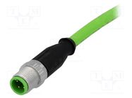 Connector: M12; plug; PIN: 4; male; D code-Ethernet; 7.5m; straight HARTING