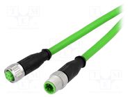 Cable: for sensors/automation; PIN: 4; M12-M12; D code-Ethernet HARTING