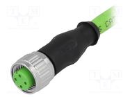 Connector: M12; plug; PIN: 4; female; D code-Ethernet; 0.5m; cables HARTING