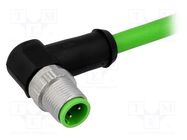 Connector: M12; plug; PIN: 4; male; D code-Ethernet; 5m; angled 90° HARTING