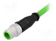 Connector: M12; plug; PIN: 4; male; D code-Ethernet; 0.5m; straight HARTING