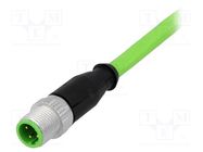 Connector: M12; plug; PIN: 4; male; D code-Ethernet; 5m; straight HARTING