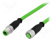 Cable: for sensors/automation; PIN: 4; M12-M12; D code-Ethernet HARTING