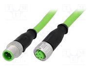 Cable: for sensors/automation; PIN: 4; M12-M12; D code-Ethernet HARTING