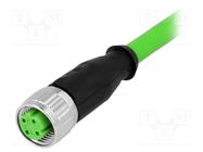 Connector: M12; plug; PIN: 4; female; D code-Ethernet; 1m; straight HARTING