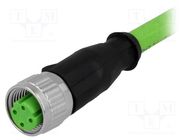 Connector: M12; plug; PIN: 4; female; D code-Ethernet; 2m; straight HARTING