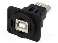 Adapter; USB A socket,USB B socket; FT; USB 2.0; plastic; 19x24mm CLIFF