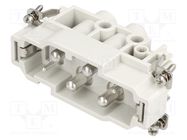 Connector: HDC; contact insert; male; S-K; PIN: 6(4+2); 4+2+PE; 500V 