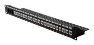 PATCH PANEL, RJ45, KEYSTONE, 24PORT, BLK