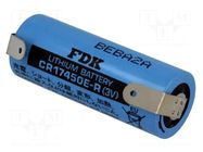 Battery: lithium; 4/5A,CR8L; 3V; 2400mAh; non-rechargeable FDK