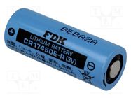 Battery: lithium; 4/5A,CR8L; 3V; 2400mAh; non-rechargeable FDK