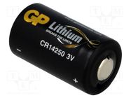 Battery: lithium; 1/2AA; 3V; 800mAh; non-rechargeable; Ø14.3x25mm GP