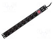 Plug socket strip: supply; Sockets: 8; 230VAC; 16A; black; 2m; IP20 LOGILINK