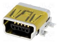 Connector: USB B mini; socket; on PCBs; SMT; PIN: 5; horizontal MOLEX