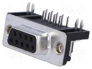 Connector: D-Sub; PIN: 9; socket; female; angled 90°; THT; UNC 4-40 ADAM TECH