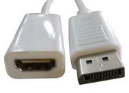 CABLE, DP PLUG-HDMI A RCPT, WHITE, 1M