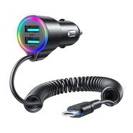 Car charger Joyroom JR-CL24, 2x USB + Type-C cable (black), Joyroom