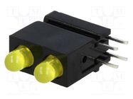 LED; in housing; 3mm; No.of diodes: 2; yellow; 20mA; 60°; 10÷20mcd MENTOR