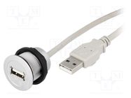 USB socket; 22mm; har-port; -25÷70°C; Ø22.3mm; IP20; silver; Len: 5m 