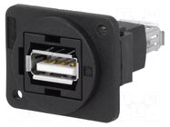 Coupler; socket; USB A socket,both sides; FT; straight; USB 2.0 CLIFF
