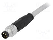 Connector: M8; male; PIN: 4; straight; with lead; plug; 5m; PVC HARTING