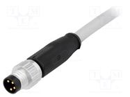 Connector: M8; male; PIN: 4; straight; with lead; plug; 0.5m; PVC HARTING