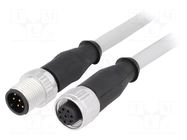 Cable: for sensors/automation; plug; PIN: 8; M12 male,M12 female HARTING