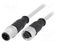 Cable: for sensors/automation; plug; PIN: 4; M12 male,M12 female HARTING