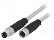 Cable: for sensors/automation; M8 male,M8 female; PIN: 4; plug HARTING