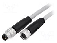 Cable: for sensors/automation; M8 male,M8 female; PIN: 3; plug HARTING