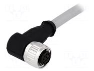 Connector: M12; plug; female; PIN: 12; angled 90°; cables; 0.5m HARTING