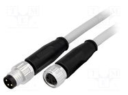 Cable: for sensors/automation; M8-M8; male; female; PIN: 3; plug HARTING