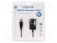 Repeater USB; USB 2.0; USB A socket,USB A plug; 5m; black 