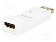 Adapter; DisplayPort plug,HDMI socket; white LOGILINK