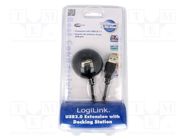 Cable; USB 2.0; USB A socket,USB A plug; nickel plated; 1.5m LOGILINK