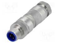 Connector: M12; plug; PIN: 4; male; D code-Ethernet; for cable; IDC HIRSCHMANN