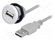 USB socket; 22mm; har-port; -25÷70°C; Ø22.3mm; IP20; silver; Len: 1m HARTING