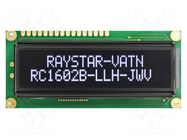 Display: LCD; alphanumeric; VA Negative; 16x2; 80x36x13.2mm; LED RAYSTAR OPTRONICS