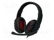 Headphones with microphone; black,red; USB; 2.2m; 20÷20000Hz; 32Ω LOGILINK