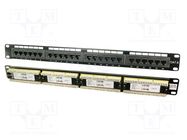 Patch panel; black; Number of ports: 24; Cat: 6; RJ45 socket x24 