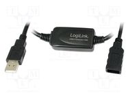 Repeater USB; USB 2.0; USB A socket,USB A plug; 15m; black 