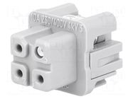 Connector: HDC; contact insert; female; 10A; 250V; Han® A; PIN: 4 HARTING