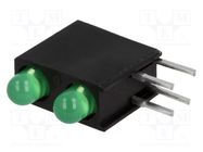 LED; in housing; 3mm; No.of diodes: 2; green; 20mA; 40°; 12÷30mcd KINGBRIGHT ELECTRONIC