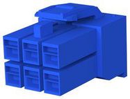 PLUG HOUSING, 6POS, NYLON 6.6, BLUE