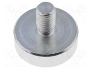 Magnet: permanent; neodymium; H: 6mm; 140N; Ø: 20mm; Ext.thread: M6 ELESA+GANTER