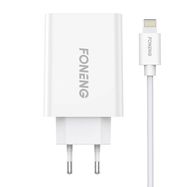 Fast charger Foneng 1x USB EU43 10.5W + USB Lightning cable, Foneng