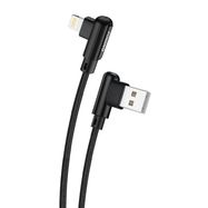 Angled USB cable for Lightning Foneng X70, 3A, 1m (black), Foneng